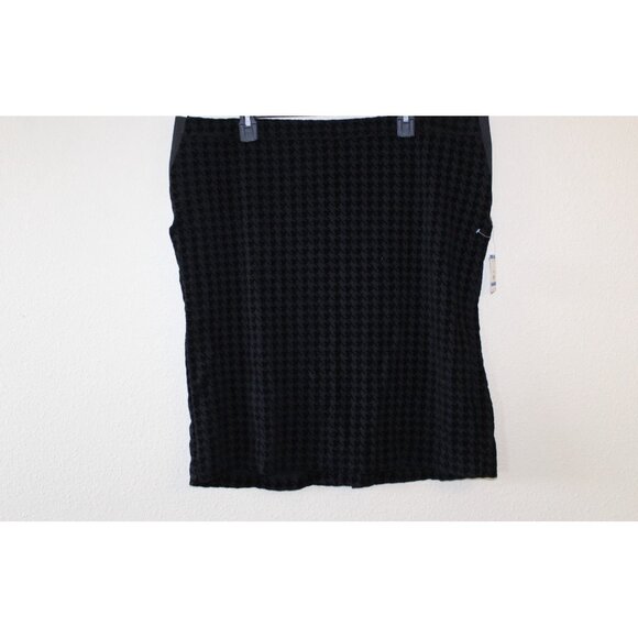 Anne Klein Womens Black Textured Houndstooth Skirt XL NWT Runs Large - Picture 1 of 5